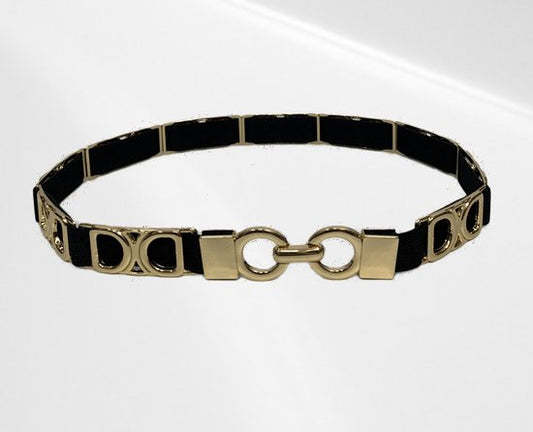 Lässiger Gürtel - Metall und Elasthan - 72 cm - Rundmetall Gold - Schwarz - In verschiedenen Farben