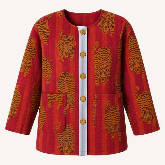 Farbenfrohe Künstlerjacke ohne Verschluss - Sonnenblumenmotiv - in 4 Größen!