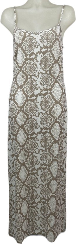 Angelle Milan – Damen Reisestoffkleid – Beige/Weißes Langes Kleid mit Trägern – Atmungsaktiv – Knitterfrei – Nachhaltiges Kleid