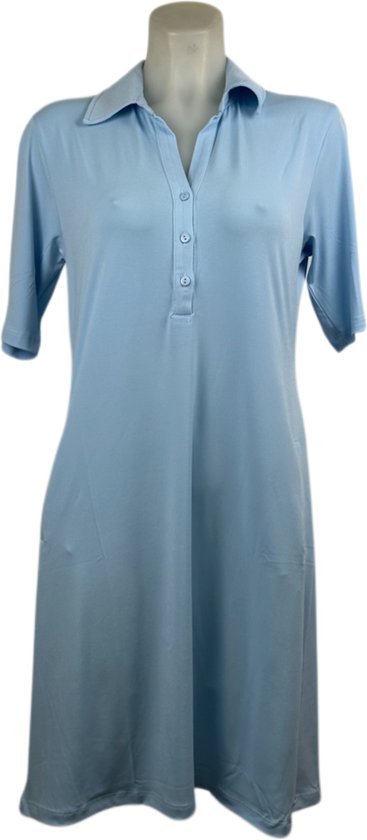 Angelle Milan – Reisestoffkleid für Damen – Hellblaues, schlichtes Kleid lang – Atmungsaktiv – Knitterfrei – Nachhaltiges Kleid