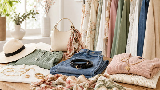 Praktische Mapsy modetrends met kleur, prints, tas, sjaal en sieraden