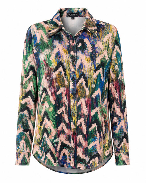 Vegas blouse abstracte print - Vooraanzicht ghost mannequin