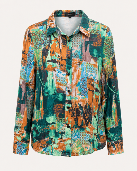 Vegas blouse abstracte print - Vooraanzicht ghost mannequin
