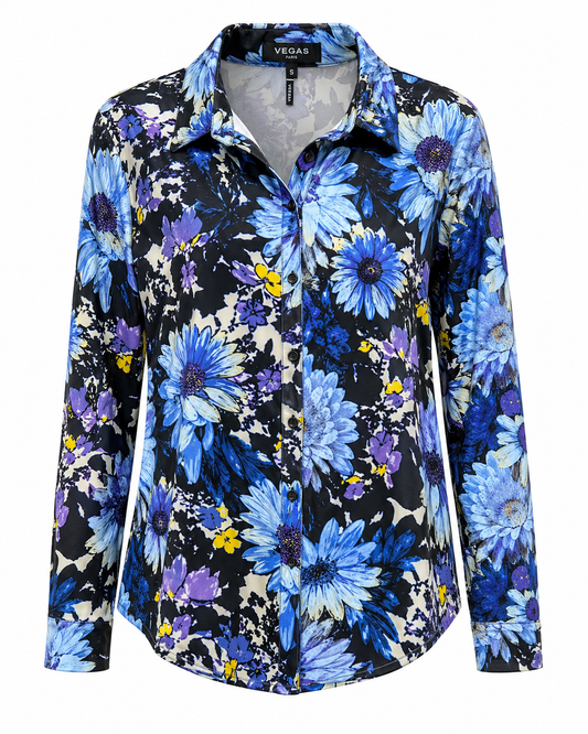 Vegas blouse abstracte print - Vooraanzicht ghost mannequin