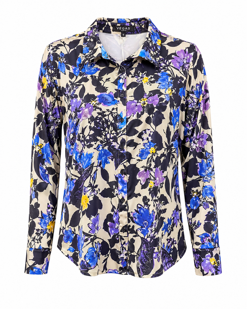 Vegas blouse abstracte print - Vooraanzicht ghost mannequin