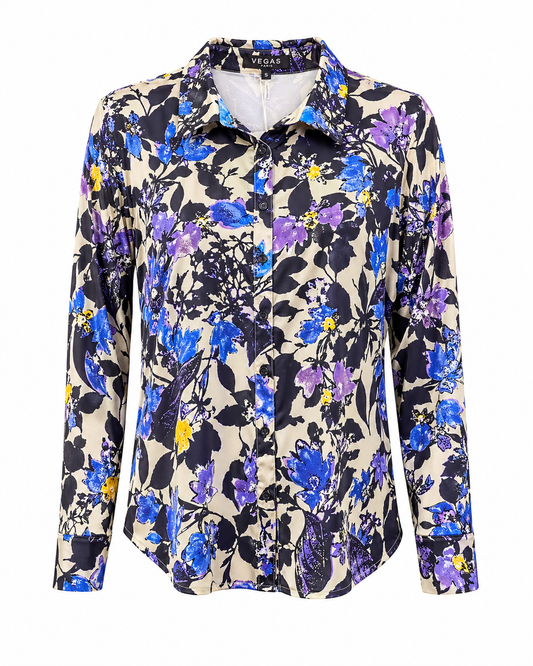Vegas blouse abstracte print - Vooraanzicht ghost mannequin