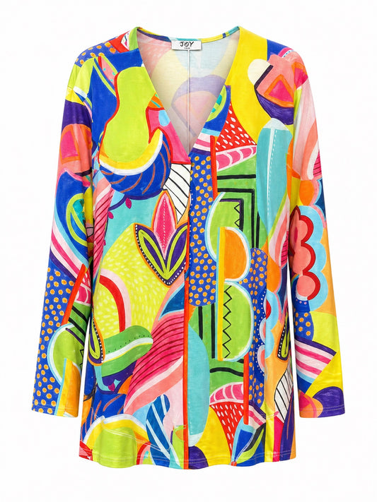 Joy blouse abstracte print - Vooraanzicht ghost mannequin