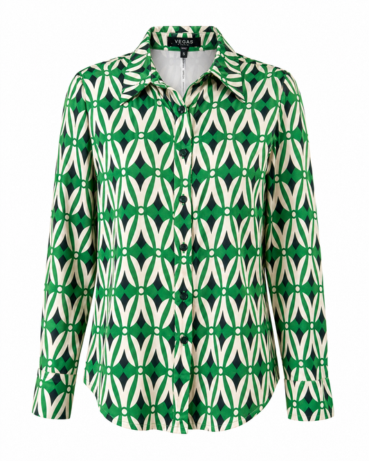 Vegas blouse abstracte print - Vooraanzicht ghost mannequin