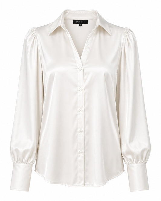 Stella Fiora blouse abstracte print - Vooraanzicht ghost mannequin