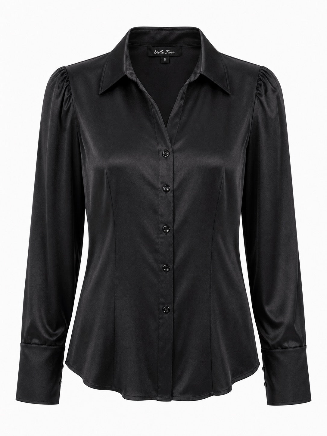 Stella Fiora blouse abstracte print - Vooraanzicht ghost mannequin