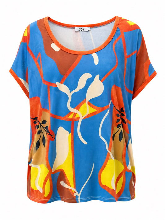 Joy blouse abstracte print - Vooraanzicht ghost mannequin