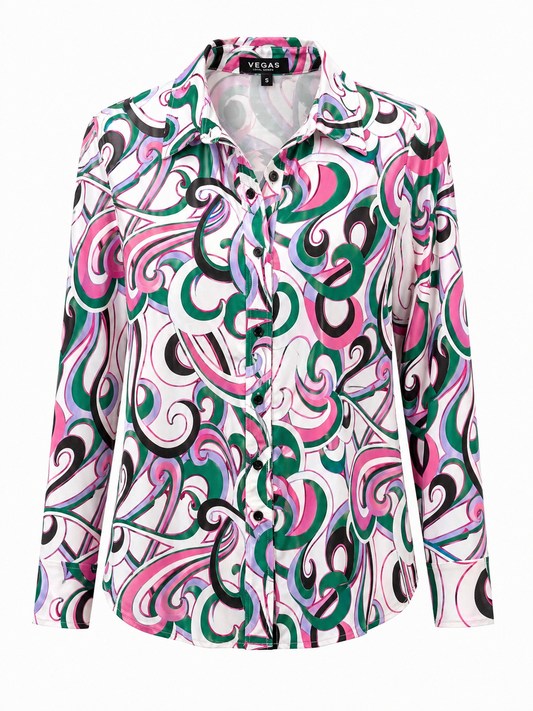 Vegas blouse abstracte print - Vooraanzicht ghost mannequin