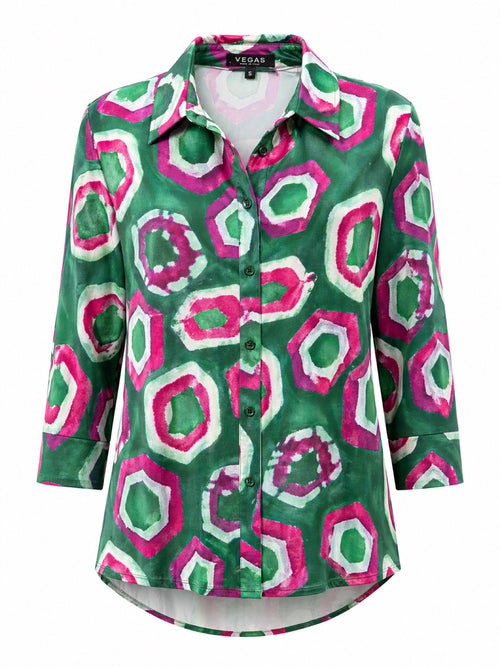 Vegas blouse abstracte print - Vooraanzicht ghost mannequin