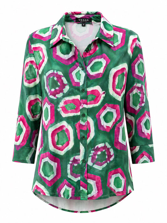 Vegas blouse abstracte print - Vooraanzicht ghost mannequin