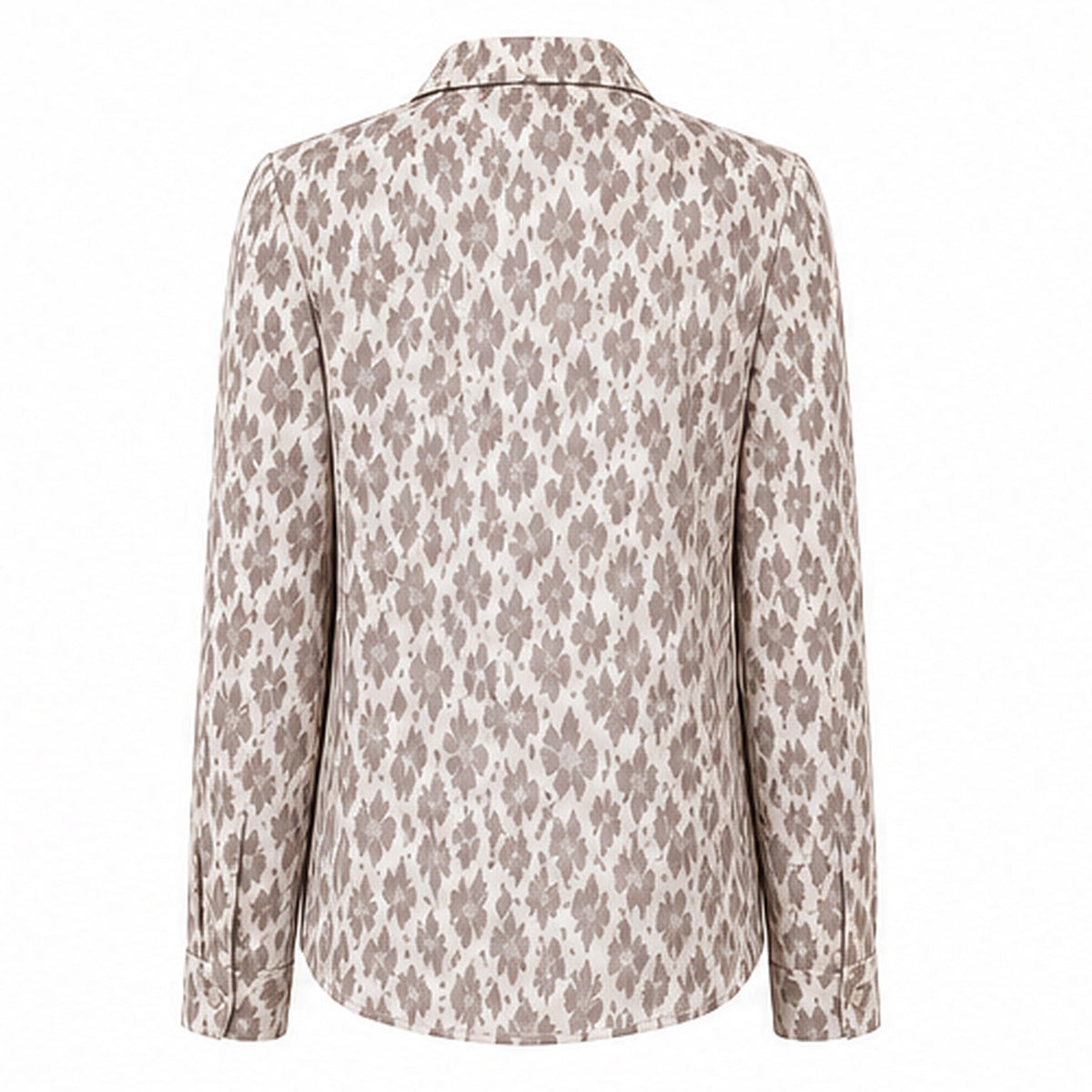 Angelle Milan Travelstof Blouse - Crème Taupe Kleine Bloemenprint