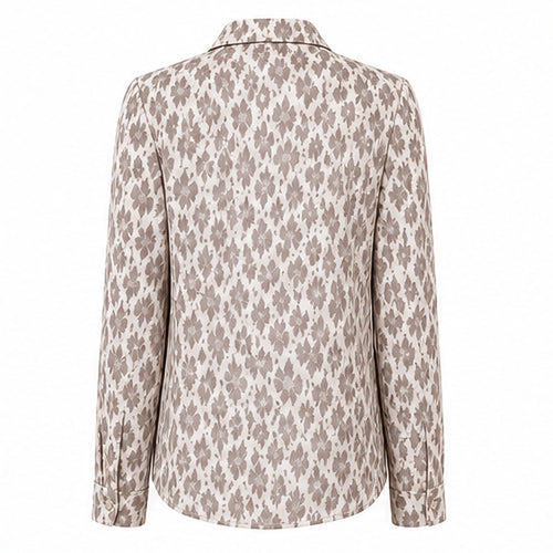 Angelle Milan Travelstof Blouse - Crème Taupe Kleine Bloemenprint
