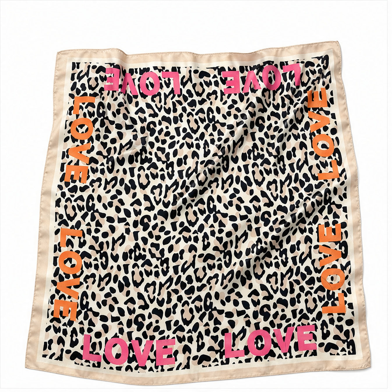HS 70x70 Satijnen Look Sjaal Animalprint - Meerdere Prints - Leopard Love Print - vooraanzicht