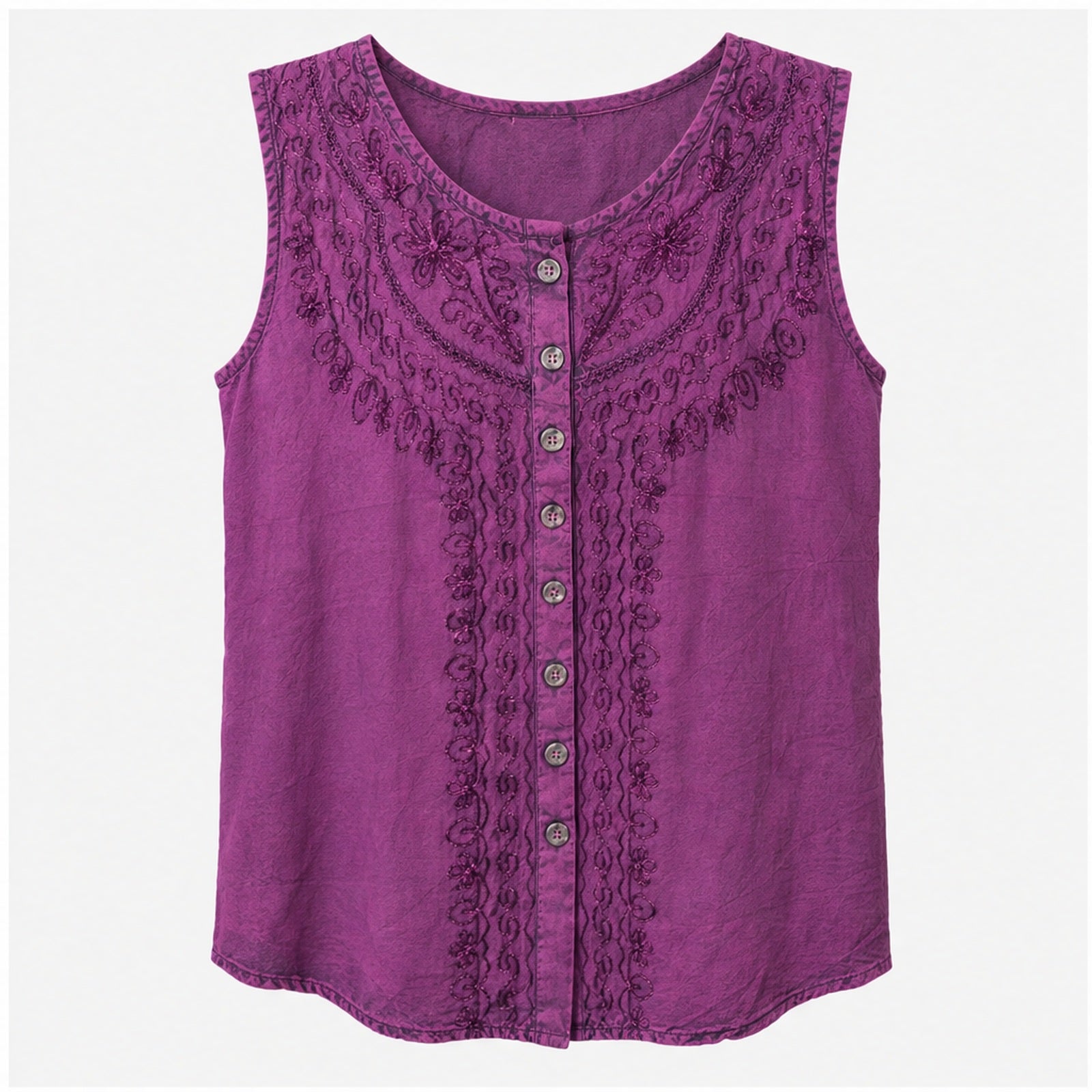HS Mouwloos Shirt - Meerdere Kleuren - Magenta Borduursel - vooraanzicht