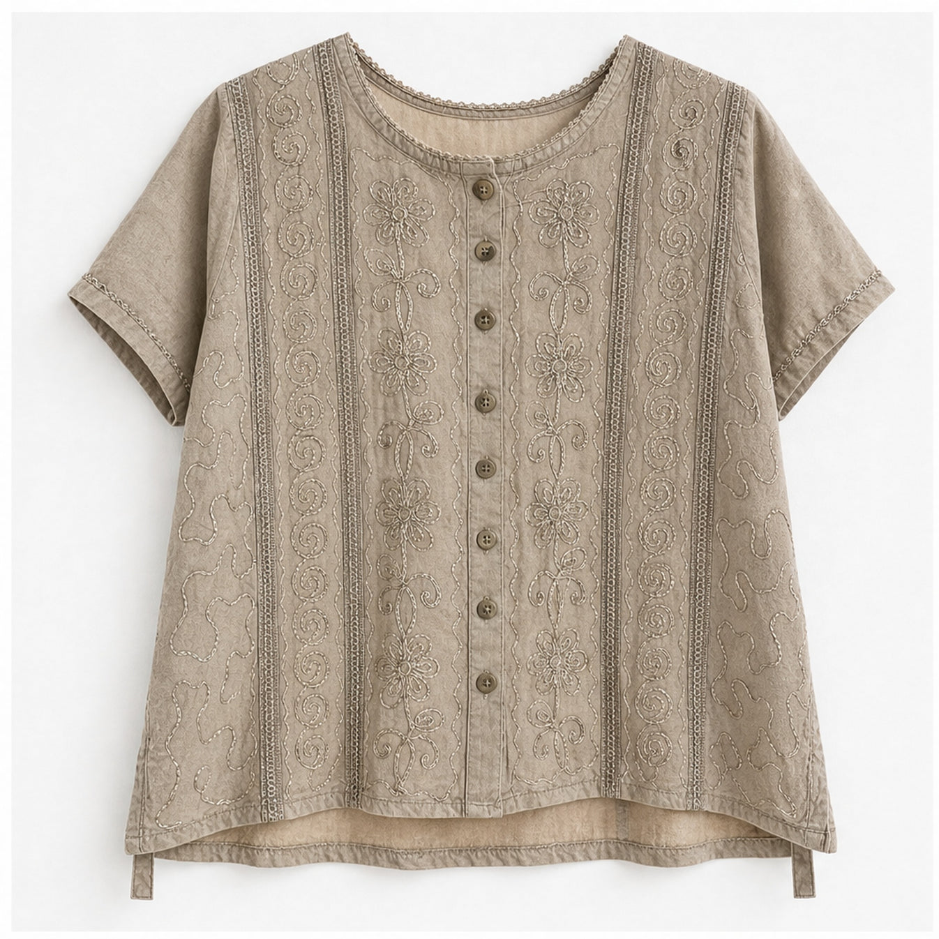 HS Top Handmade India - Meerdere Kleuren - Taupe - vooraanzicht