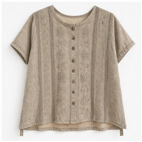 HS Top Handmade India - Meerdere Kleuren - Taupe - vooraanzicht