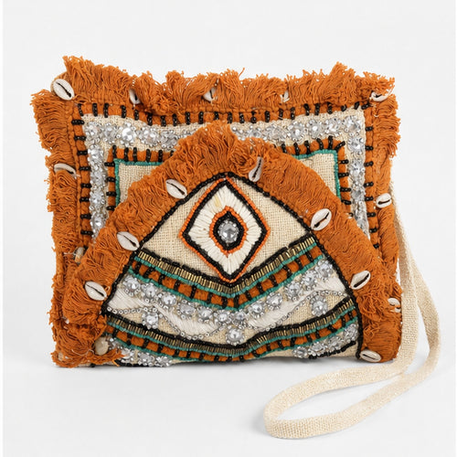HS crossbody tas Oranje Eye Borduursel - vooraanzicht