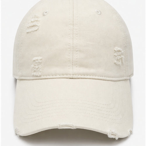 HS petje Creme Distressed - vooraanzicht