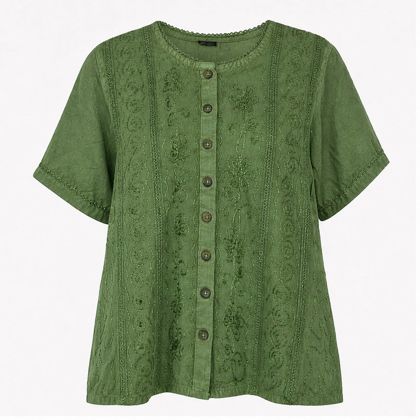 HS Top Handmade India - Meerdere Kleuren - Groen - vooraanzicht