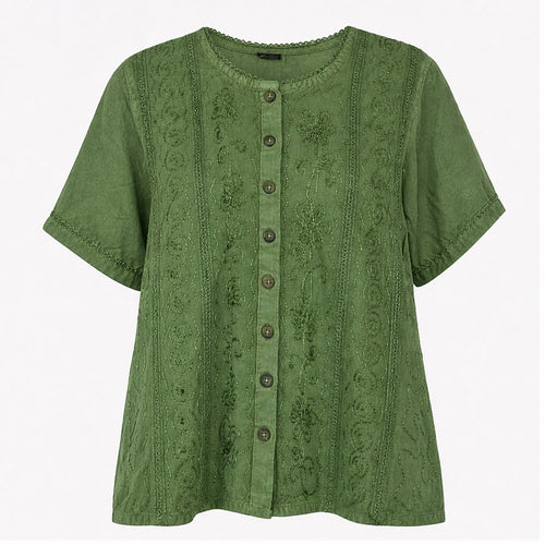 HS Top Handmade India - Meerdere Kleuren - Groen - vooraanzicht