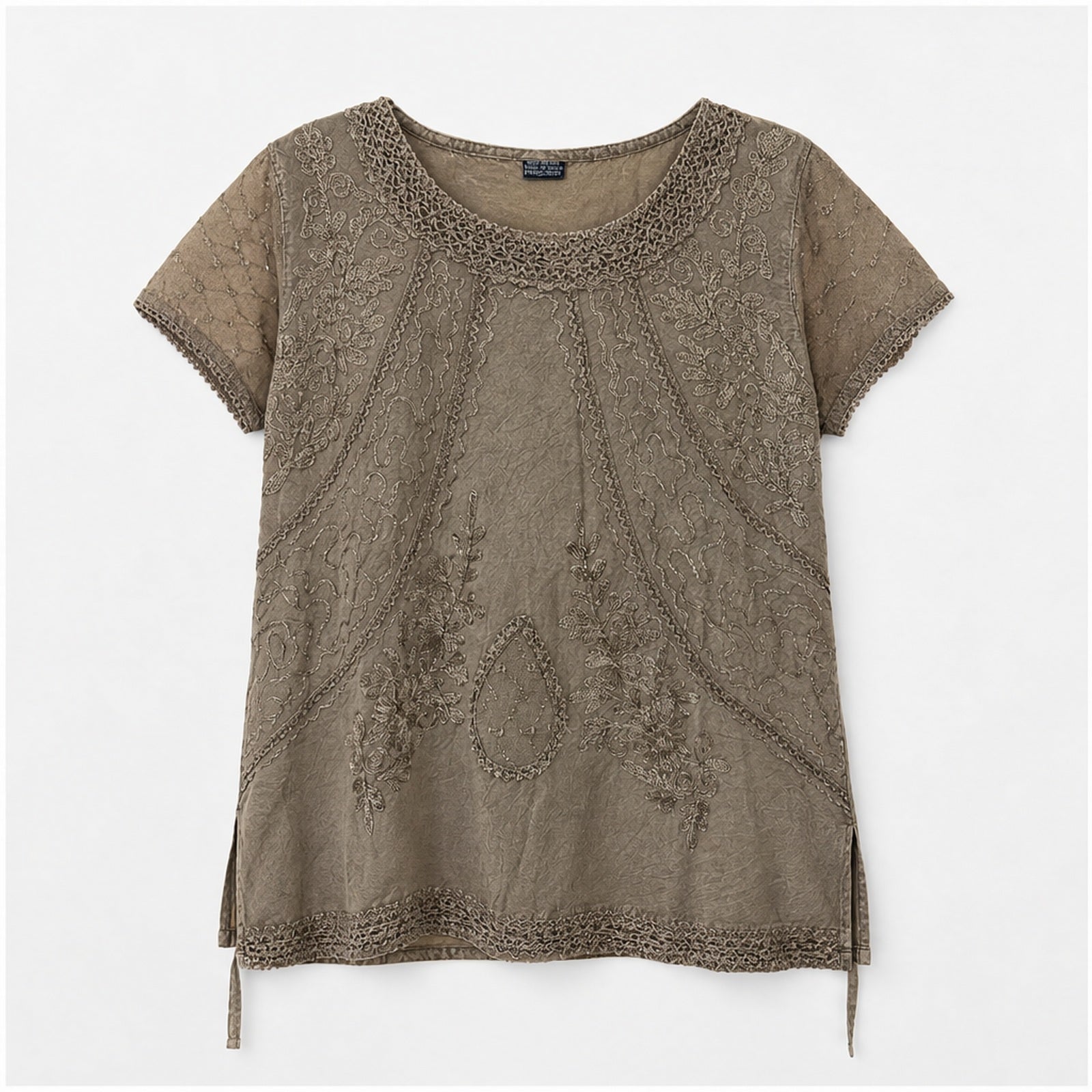 HS Shirt - Meerdere Kleuren - Taupe Borduursel - vooraanzicht