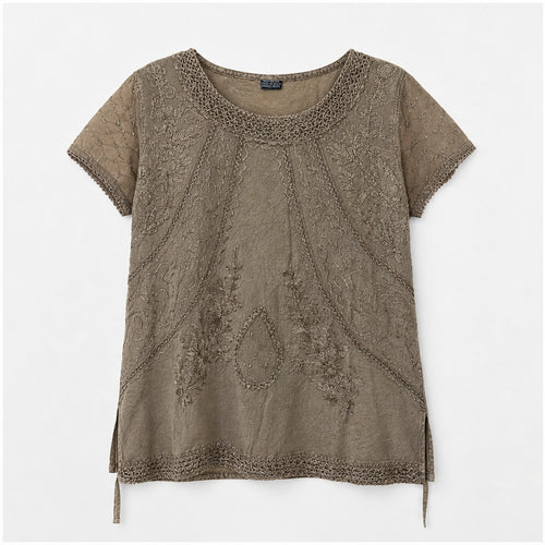 HS Shirt - Meerdere Kleuren - Taupe Borduursel - vooraanzicht