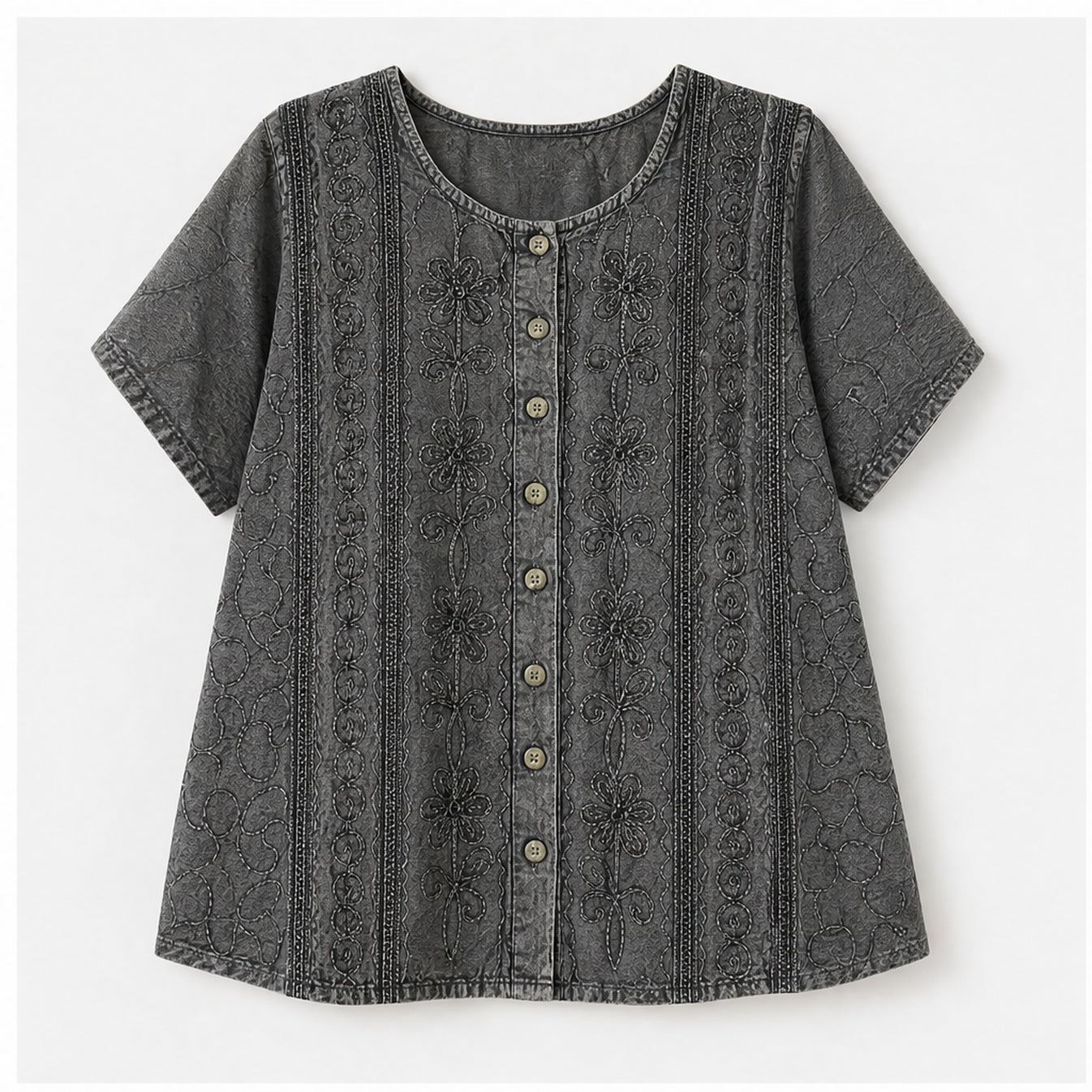 HS Top Handmade India - Meerdere Kleuren - Antraciet - vooraanzicht