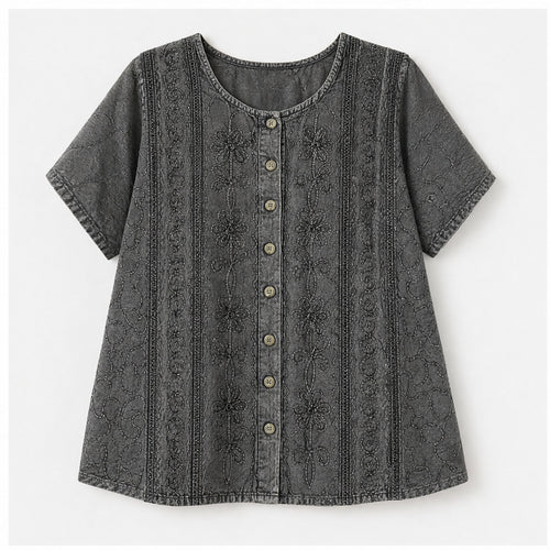 HS Top Handmade India - Meerdere Kleuren - Antraciet - vooraanzicht