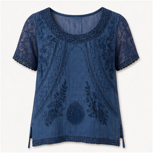 HS Shirt - Meerdere Kleuren - Denimblauw Borduursel - vooraanzicht