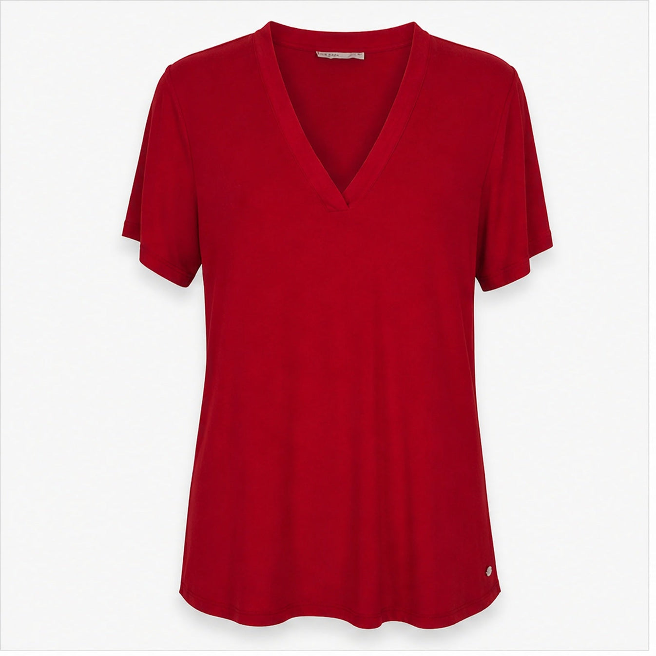 Angelle Milan Shirt - Rood Effen V-hals - vooraanzicht