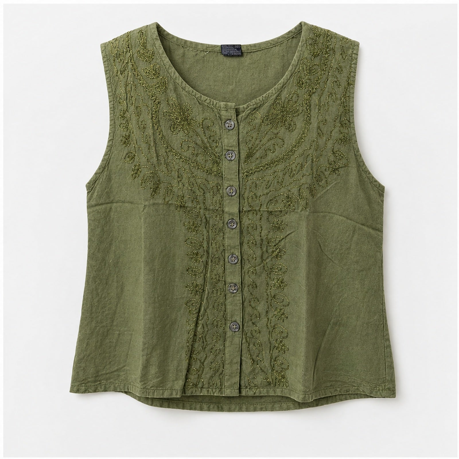 HS Mouwloos Shirt - Meerdere Kleuren - Lichtgroen Borduursel - vooraanzicht