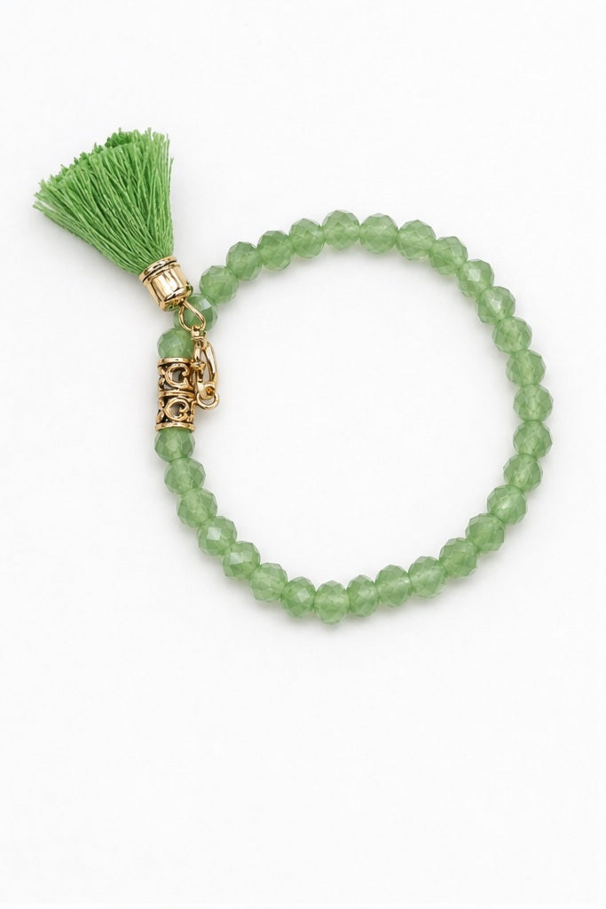 HS Armband Kralen met Kwastje - Meerdere Kleuren - Lichtgroene One Size