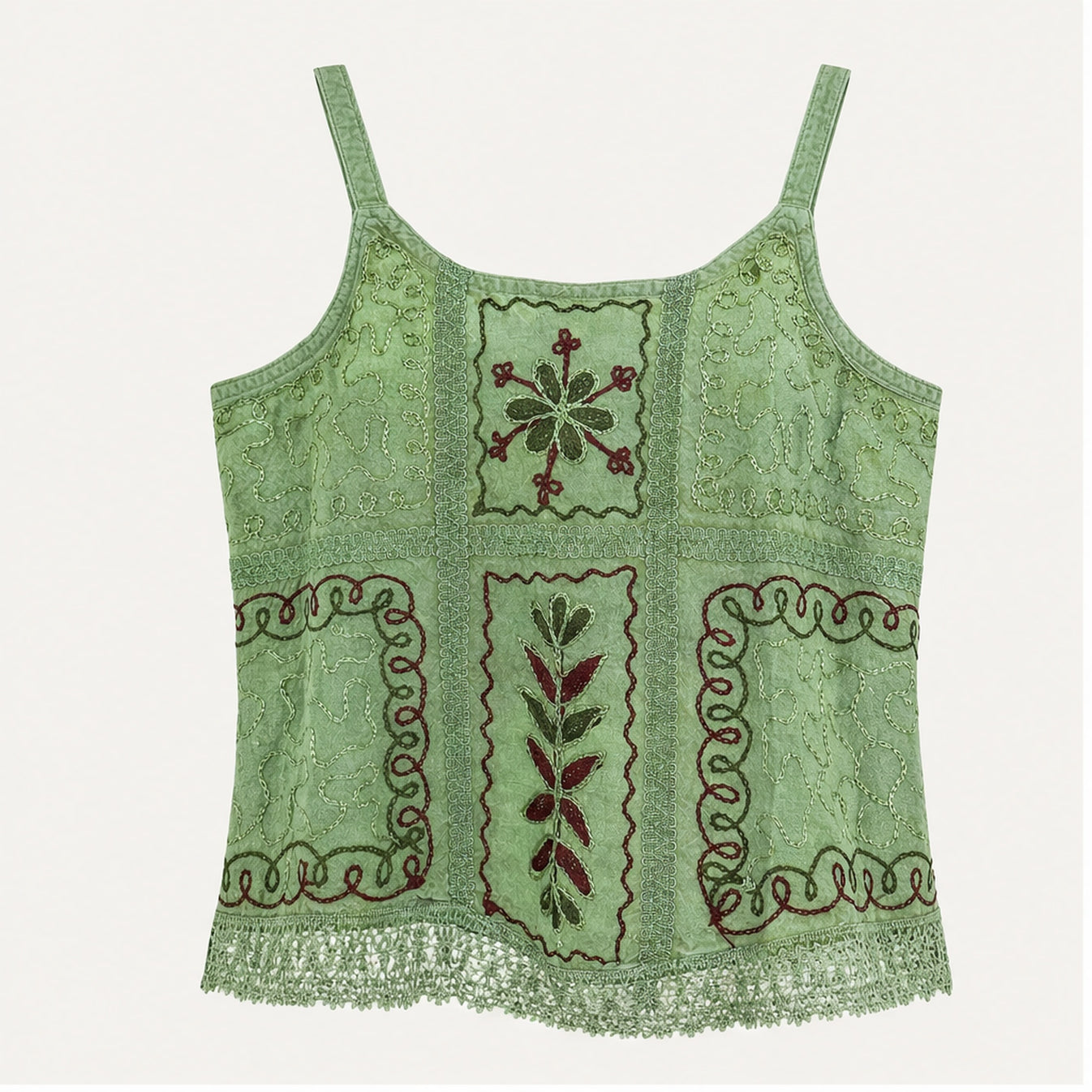 HS Elastische Top Handmade in India - Meerdere Kleuren - Mintgroen - vooraanzicht