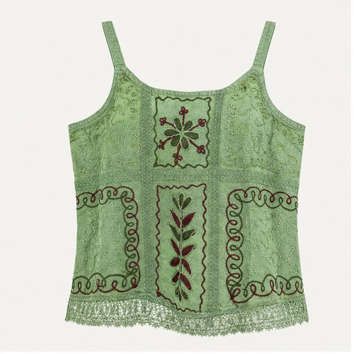 HS Elastische Top Handmade in India - Meerdere Kleuren - Mintgroen - vooraanzicht