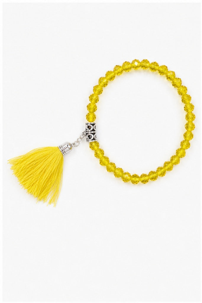 HS Armband Kralen met Kwastje - Meerdere Kleuren - Gele One Size
