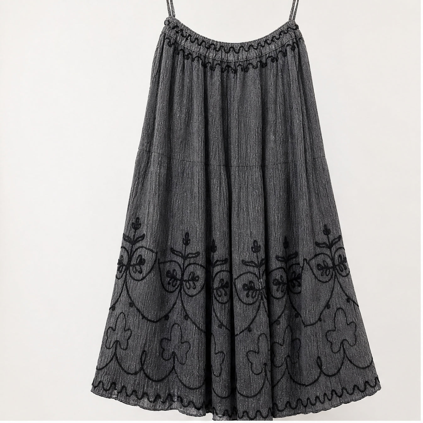 HS Rok Handmade in India - Meerdere Kleuren - Antraciet - vooraanzicht