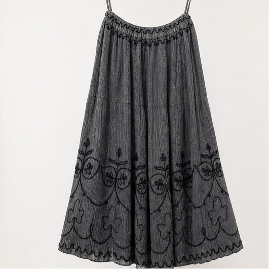 HS Rok Handmade in India - Meerdere Kleuren - Antraciet - vooraanzicht