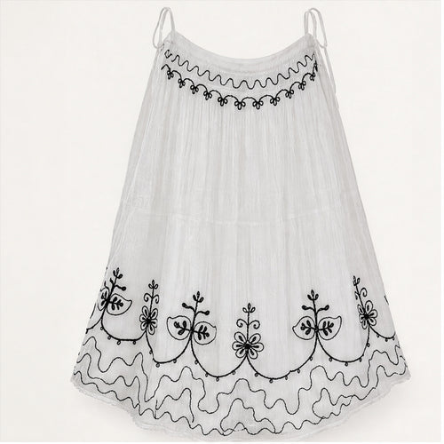 HS Rok Handmade in India - Meerdere Kleuren - Wit - vooraanzicht