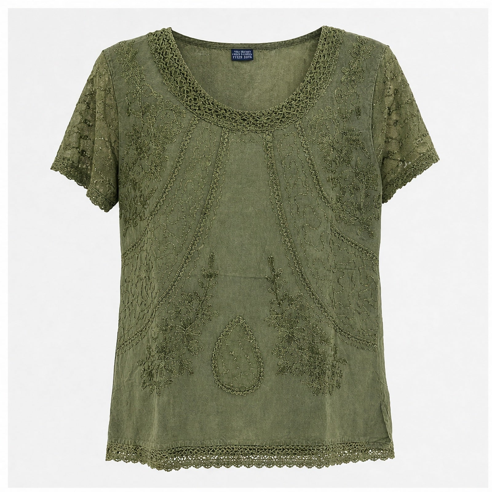 HS Shirt - Meerdere Kleuren - Olijfgroen Borduursel - vooraanzicht