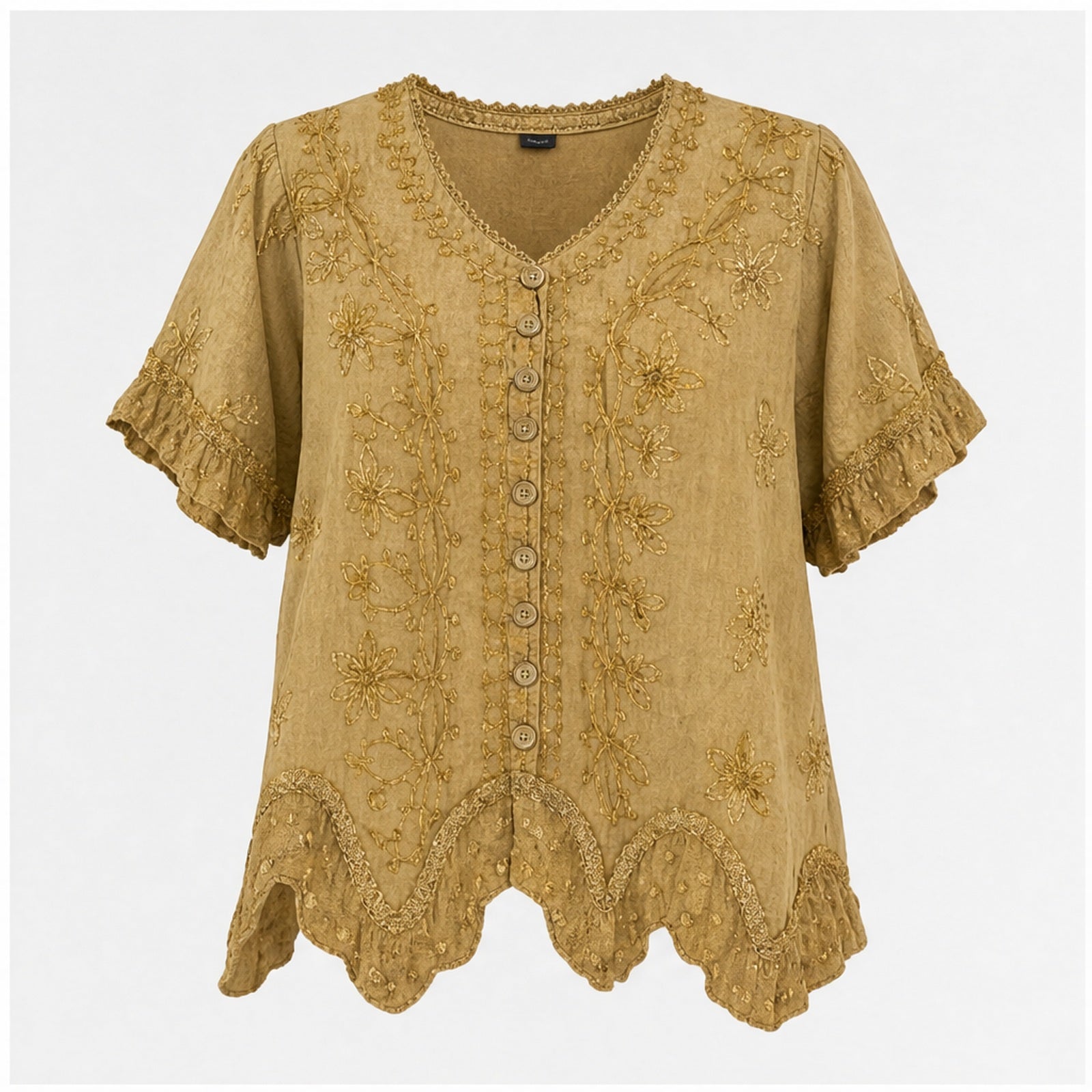 HS Top - Meerdere Kleuren - Camel Borduursel - vooraanzicht