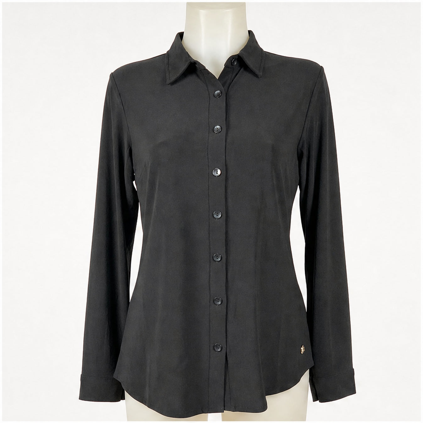 Angelle Milan Blouse - Zwart Effen - vooraanzicht