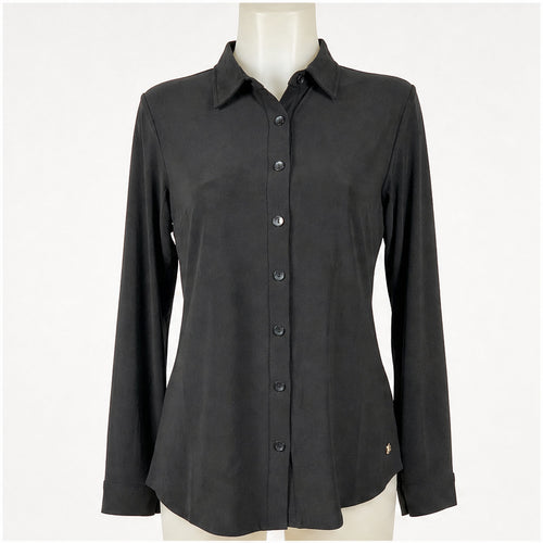 Angelle Milan Blouse - Zwart Effen - vooraanzicht