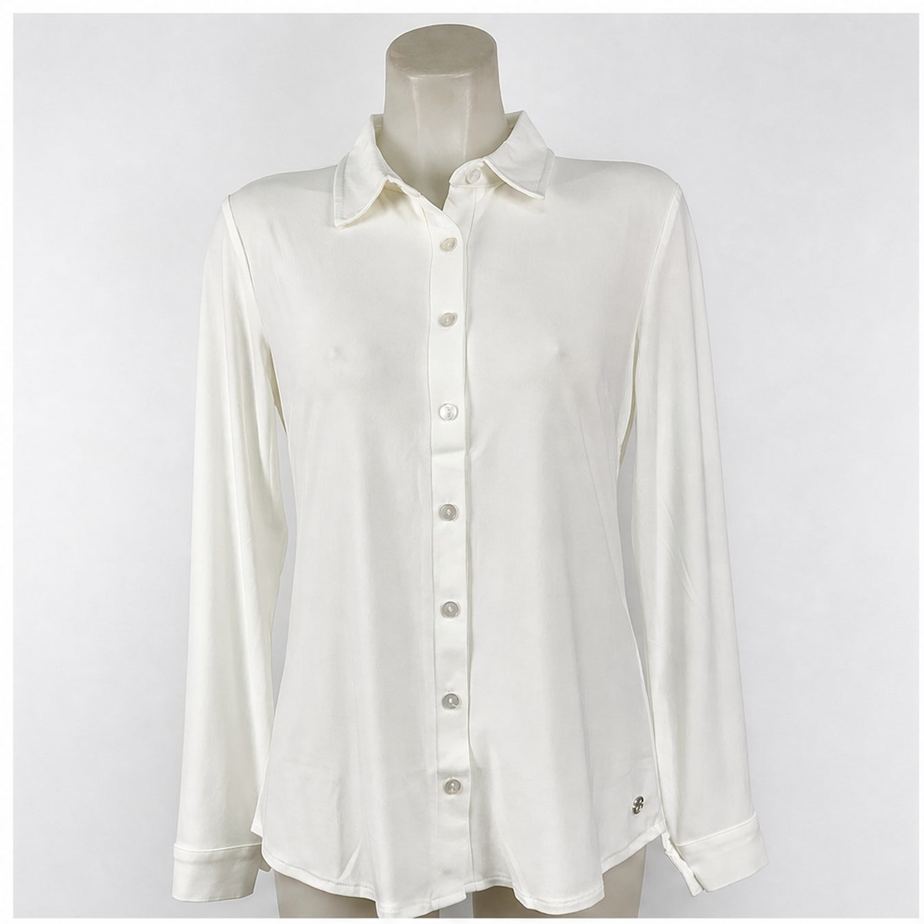 Angelle Milan Blouse - Ecru Effen - vooraanzicht
