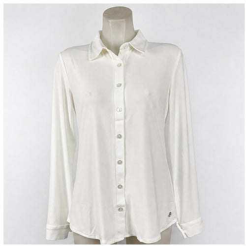 Angelle Milan Blouse - Ecru Effen - vooraanzicht