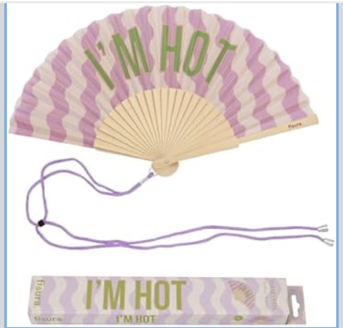 HS Handwaaier met Koord - Meerdere Teksten - I'm Hot - front - vooraanzicht