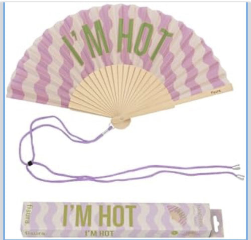 HS Handwaaier met Koord - Meerdere Teksten - I'm Hot - front - vooraanzicht